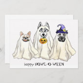 かわいい犬の幽霊たちおもしろい動物ハッピーハローウィン シーズンカード (正面/裏面)