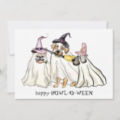 かわいい犬の幽霊たちパーソナライズされたハッピーハローウィン シーズンカード (正面)