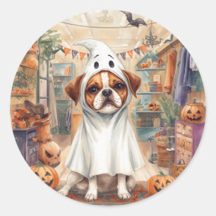 かわいい犬の幽霊 ハッピーハロウィン ラウンドシール