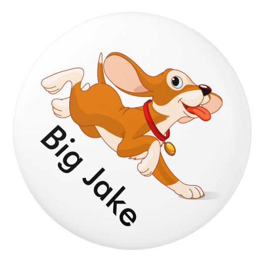 かわいい犬の引き出しノブ セラミックノブ (正面)