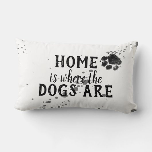 かわいい犬の引用文枕ホームは犬がいる場所 ランバークッション (裏面)