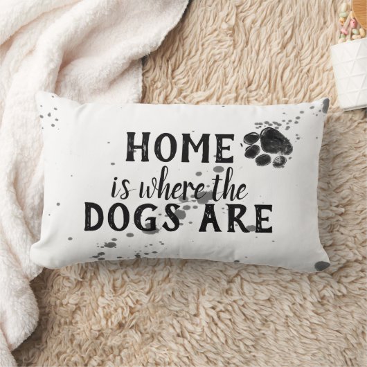 かわいい犬の引用文枕ホームは犬がいる場所 ランバークッション (ブランケット)