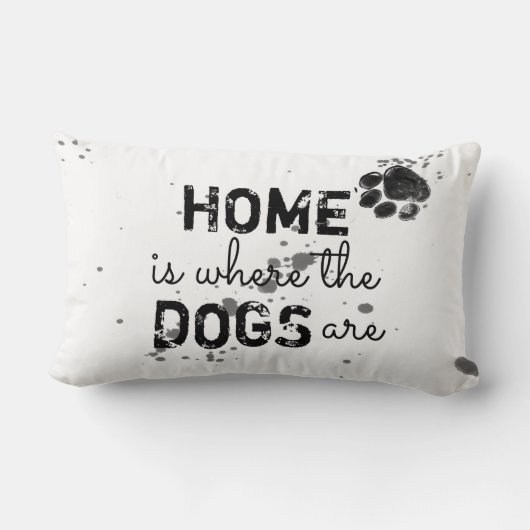 かわいい犬の引用文枕ホームは犬がいる場所 ランバークッション (裏面)