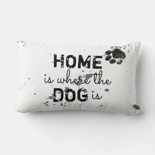 かわいい犬の引用文枕ホームは犬がいる場所 ランバークッション (裏面)
