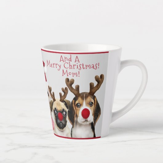 かわいい犬の恋人おもしろい、クリスマス、名前を追加、 カフェラテマグ (右)
