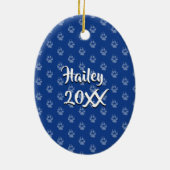 かわいい犬の恋人のクリスマスオーナメント|の青いピットブル セラミックオーナメント (裏面)