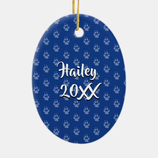 かわいい犬の恋人のクリスマスオーナメント|の青いピットブル セラミックオーナメント (裏面)