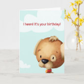 かわいい犬の恋人パーソナライズされた誕生日 カード (黄色い花)