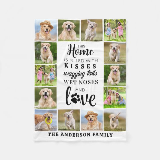 かわいい犬の愛人パーソナライズされたペットの写真コラージュ フリースブランケット (正面)