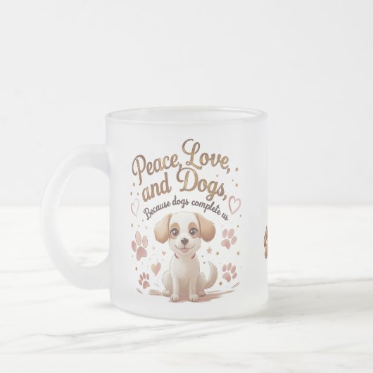かわいい犬の愛 ガラス マグカップ (左)