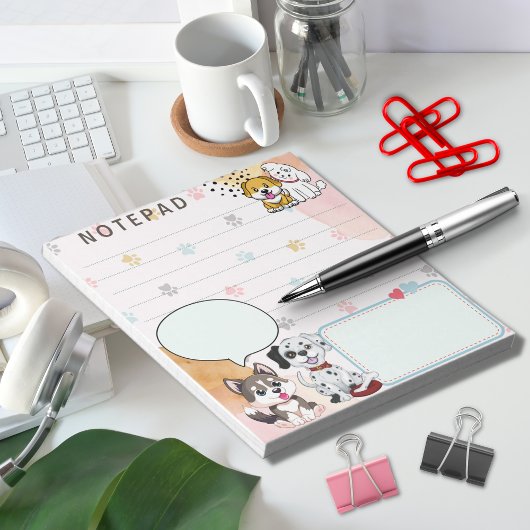 かわいい犬の手のプリント背景テーマ ノートパッド