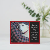 かわいい犬の抱きパパバレンタインデーの写真 シーズンポストカード (スタンド正面)