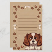 かわいい犬の文房具（並び） 便箋 (正面/裏面)