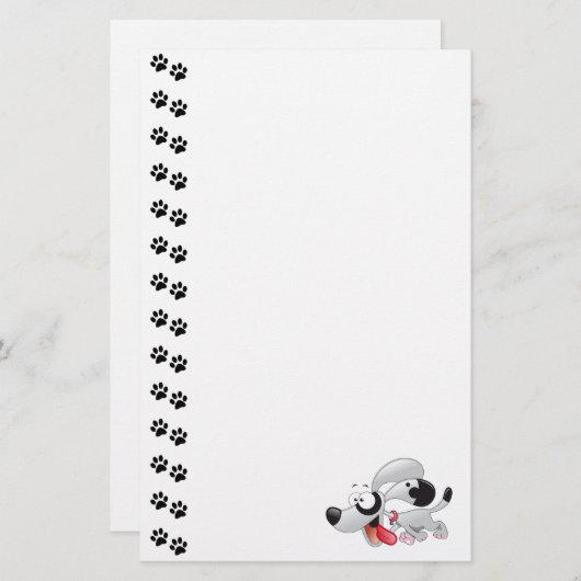かわいい犬の文房具 便箋 (正面/裏面)