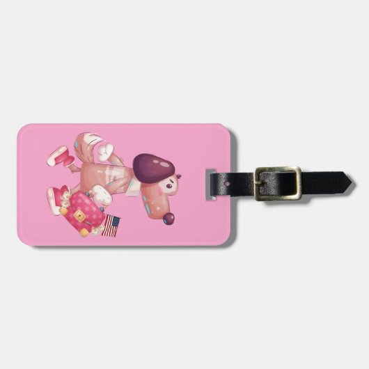 かわいい犬の旅行イラストレーションカスタマイズ可能な写真 ラゲッジタグ (正面横)