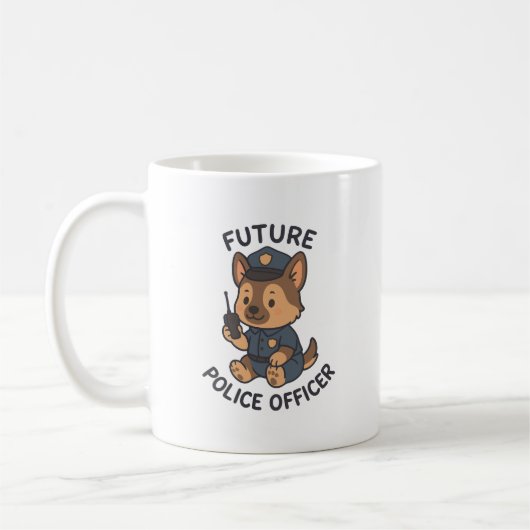 かわいい犬の未来の警察官テーマ コーヒーマグカップ (左)
