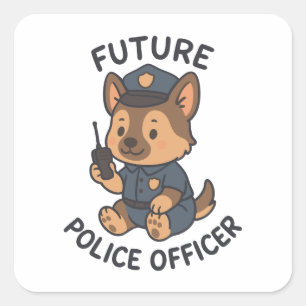 かわいい犬の未来の警察官テーマ スクエアシール