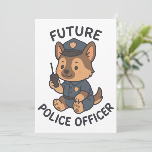 かわいい犬の未来の警察官テーマ 招待状 (スタンド正面)