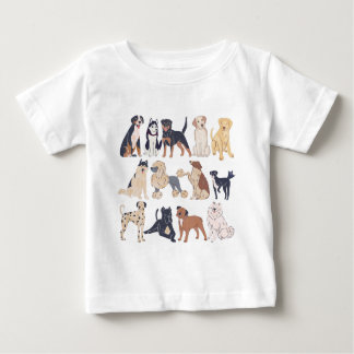 かわいい犬の柄のノート ベビーTシャツ
