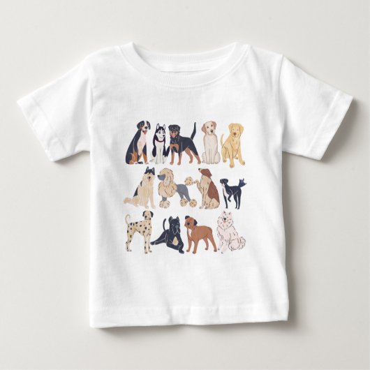 かわいい犬の柄のノート ベビーTシャツ (正面)