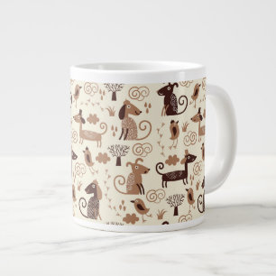 かわいい犬の柄 ジャンボコーヒーマグカップ
