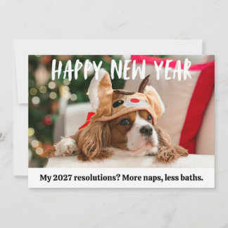 かわいい犬の楽しいペット明けましておめでとうフォト シーズンカード