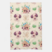 かわいい犬の模様 キッチンタオル (縦)