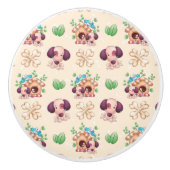 かわいい犬の模様 セラミックノブ (正面)