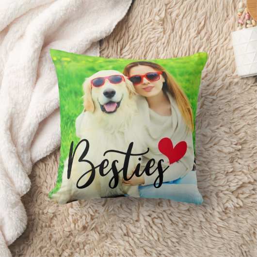 かわいい犬の母のベスティーズ赤いハート写真 クッション (ブランケット)