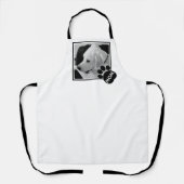 かわいい犬の母の手の白黒の写真 エプロン (正面)