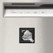 かわいい犬の母の手の白黒の写真 マグネット (インサイチュ (食洗機))