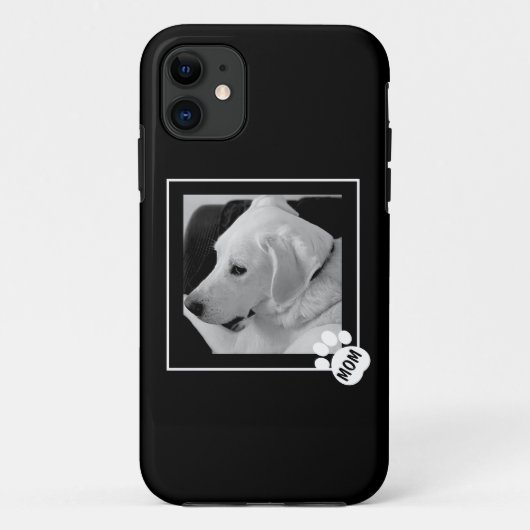 かわいい犬の母の手の白黒の写真 Case-Mate iPhoneケース (裏面)