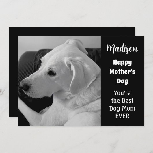 かわいい犬の母の日の黒と白の写真 シーズンカード (正面/裏面)