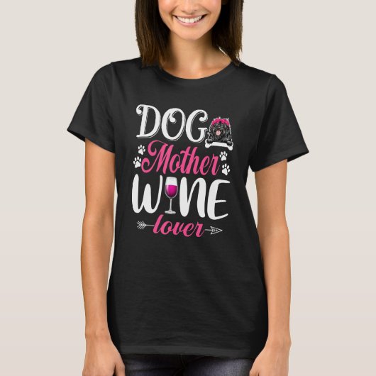 かわいい犬の母ワインニューファンドランド犬母ダ Tシャツ (正面)