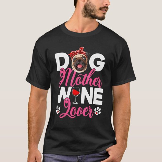 かわいい犬の母 パグ犬 母の日 1 Tシャツ (正面)