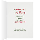 かわいい犬の毛むくじゃらの尾とクリスマスカードのおもてなし (内側 (右))