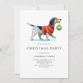 かわいい犬の水の色クリスマスホリデーパーティー 招待状 (正面)