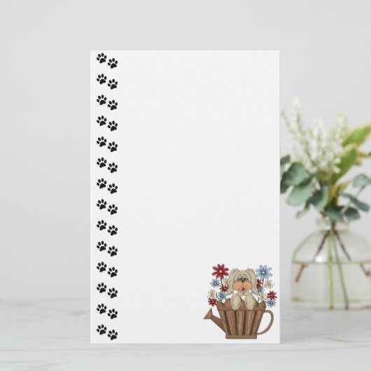 かわいい犬の水切り缶文房具 便箋 (スタンド正面)