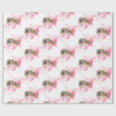 かわいい犬の水色ポートレート動物 ラッピングペーパー (フラット)