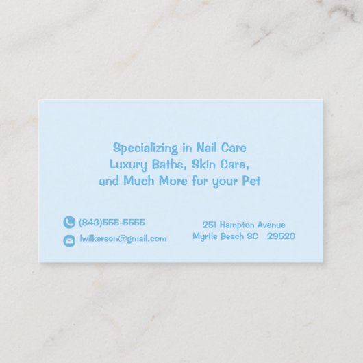 かわいい犬の浴槽ペットトリマー名刺 名刺 (裏面)