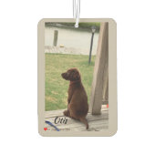 かわいい犬の測量裏庭とクリーク カーエアーフレッシュナー (裏面)