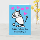 かわいい犬の漫画から作った父の日カード カード (黄色い花)