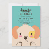 かわいい犬の漫画の子犬子供の誕生日 招待状 (正面)