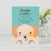 かわいい犬の漫画の子犬子供の誕生日 招待状 (スタンド正面)