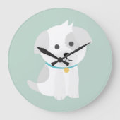 かわいい犬の漫画スケッチ ラージ壁時計 (正面)