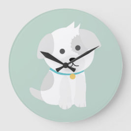 かわいい犬の漫画スケッチ ラージ壁時計