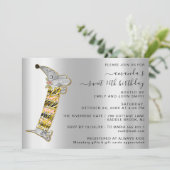 かわいい犬の甘い16th誕生日パーティシルバーグレイ 招待状 (スタンド正面)