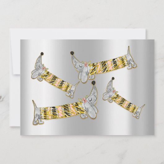 かわいい犬の甘い16th誕生日パーティシルバーグレイ 招待状 (裏面)