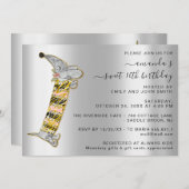 かわいい犬の甘い16th誕生日パーティシルバーグレイ 招待状 (正面/裏面)