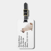 かわいい犬の白いブルドッグ ラゲッジタグ (正面縦)